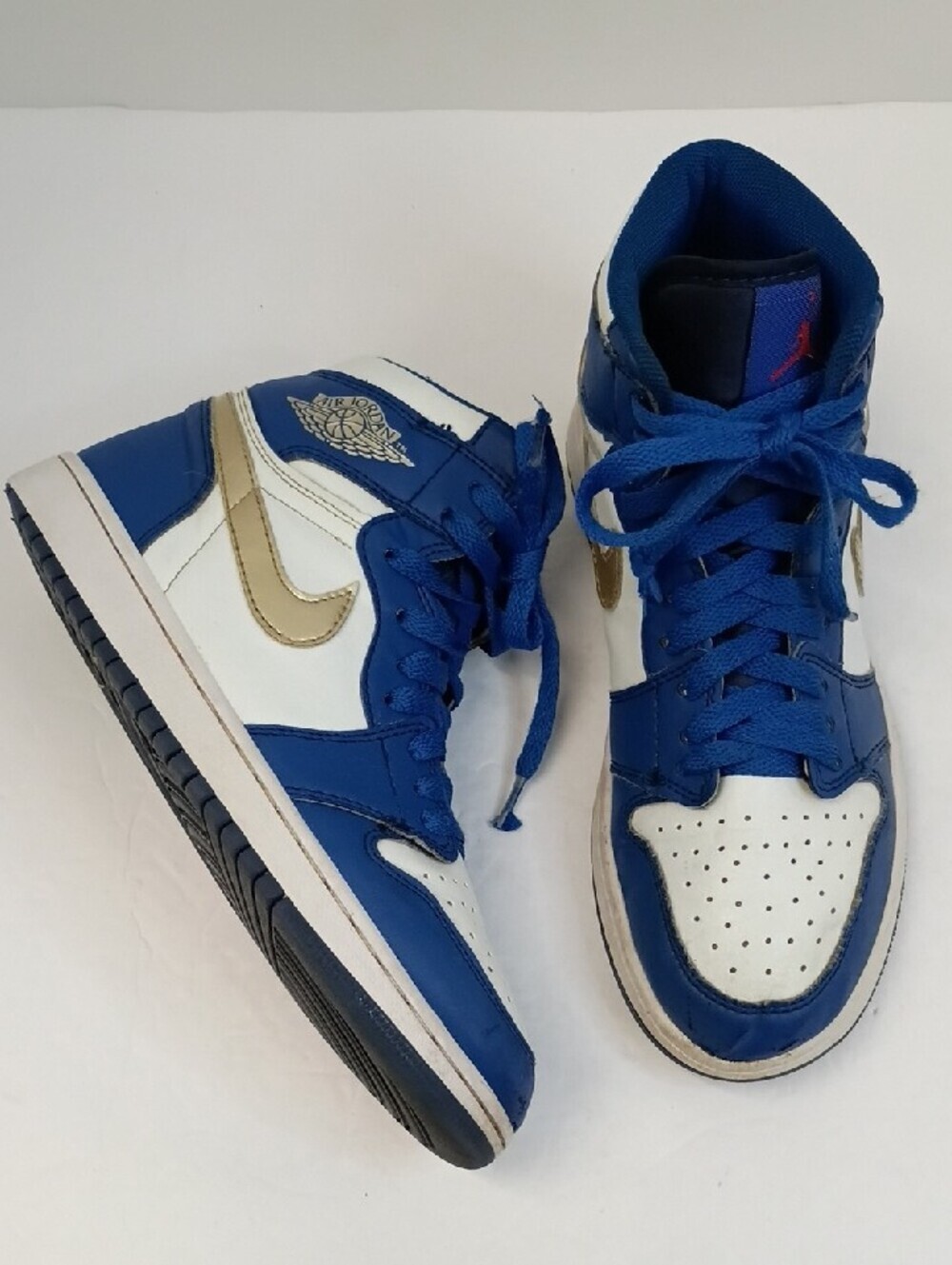 Nike Air Jordan 1 Mid Royal Blue White Sneakers Size 6 Youth - Picture 4 of 9